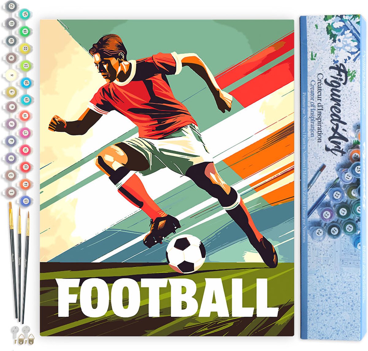 FiguredArt Schilderen op Nummer Volwassenen canvas Sportaffiche Voetbal- Handwerk acrylverf Kit DIY Compleet - 40x50cm zonder frame